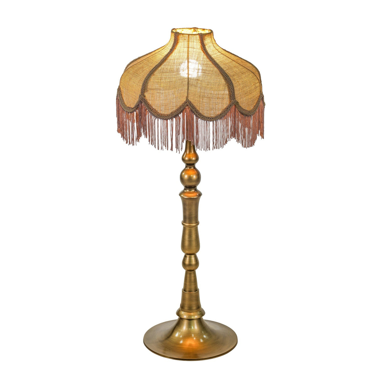 TOV Furniture Buchanan Jute Fringed Scalloped Table Lamp