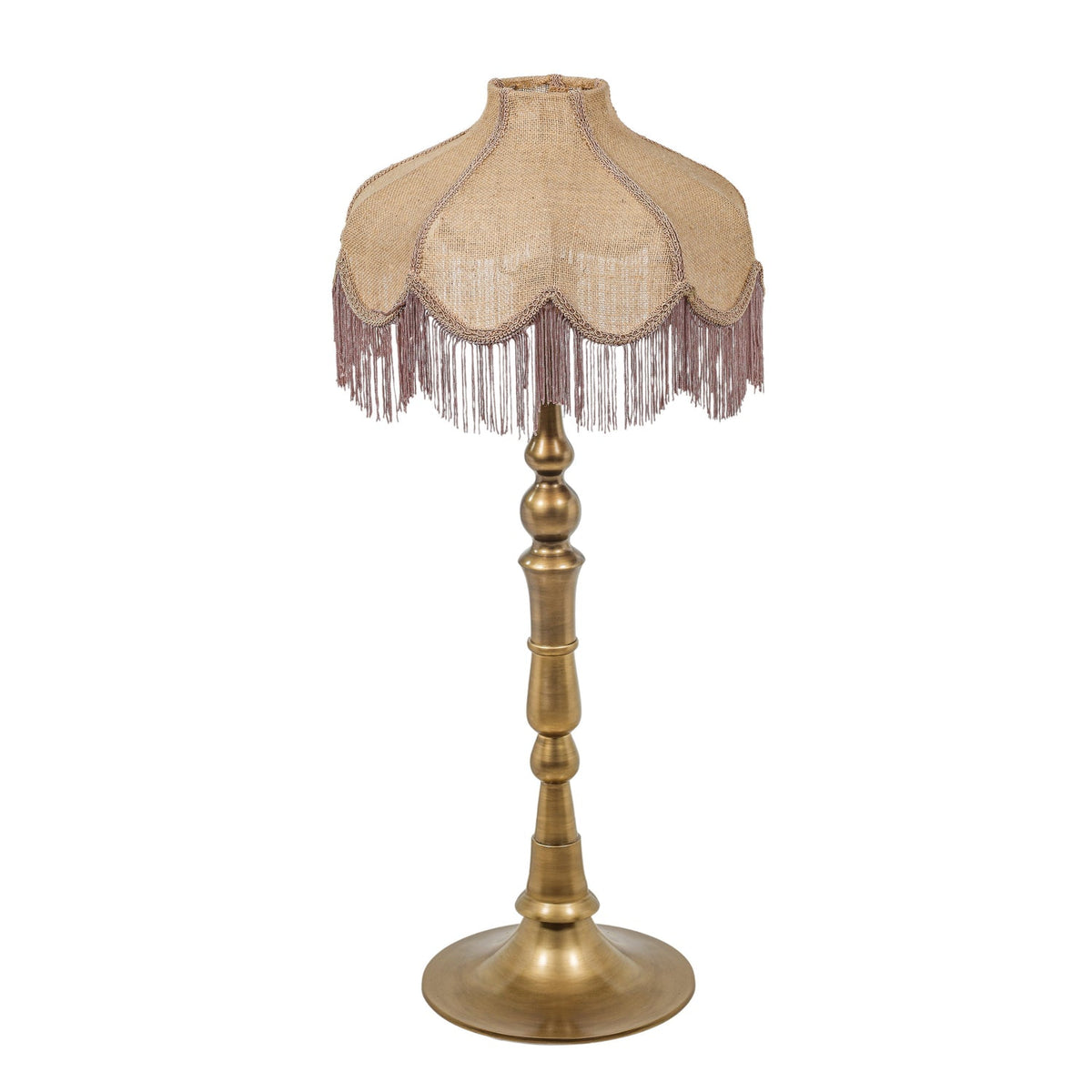 TOV Furniture Buchanan Jute Fringed Scalloped Table Lamp