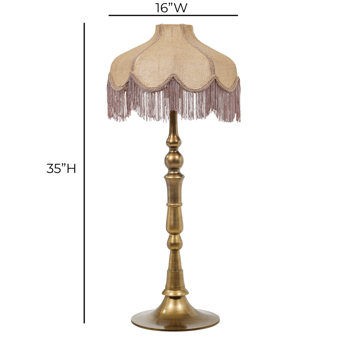 TOV Furniture Buchanan Jute Fringed Scalloped Table Lamp