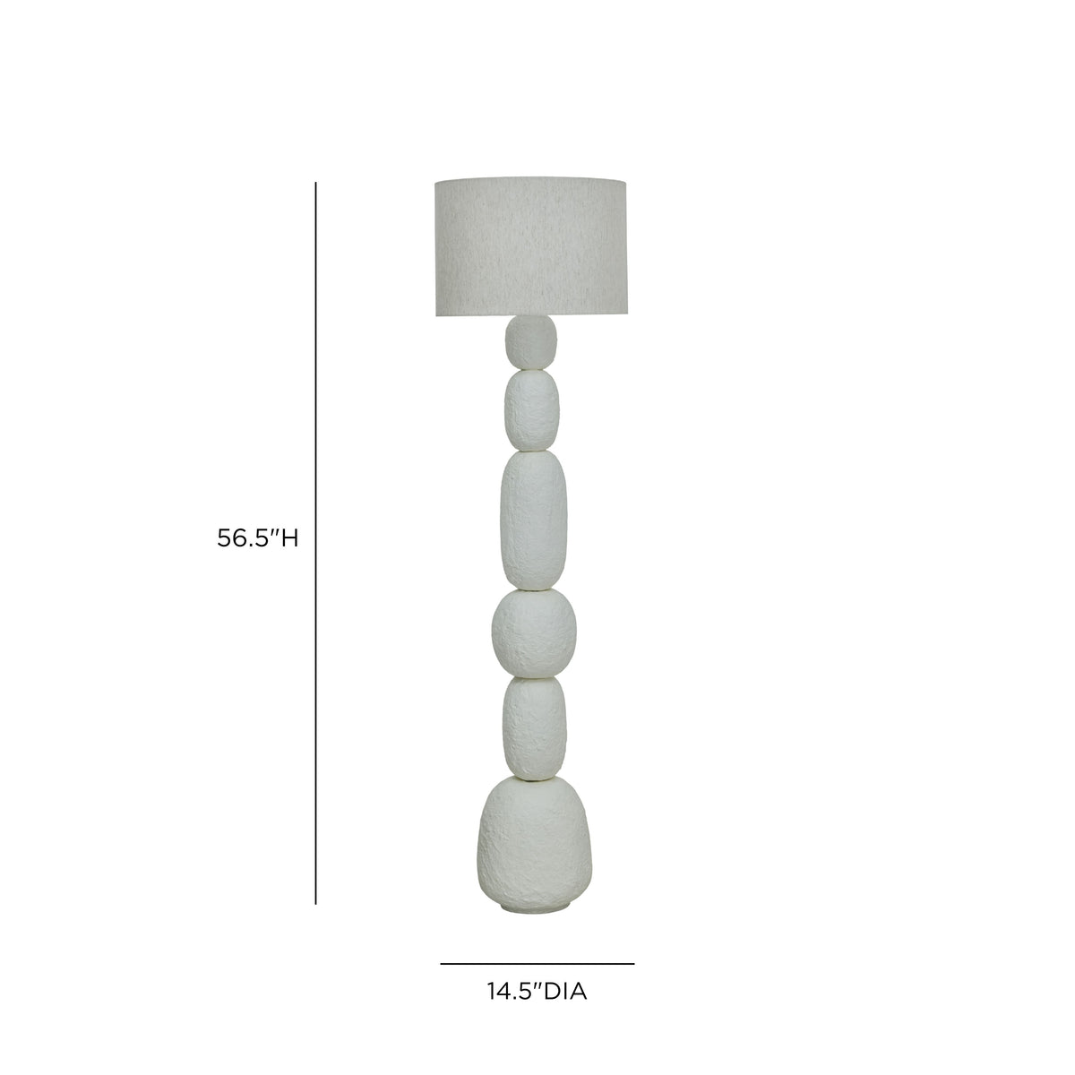 TOV Furniture Pebble Cream Papier Mache Floor Lamp