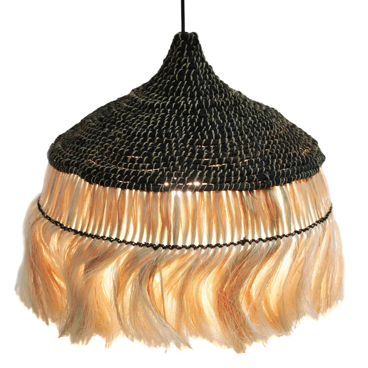 TOV Furniture Sula Natural and Black Upcycled Abaca Pendant