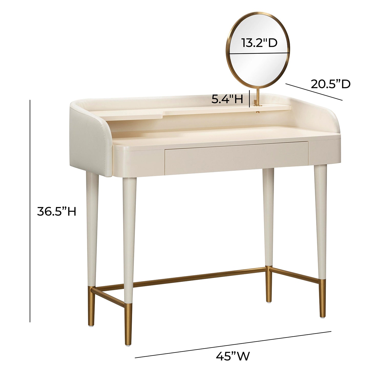 TOV Furniture Penelope Vegan Leather Wrapped Vanity Desk