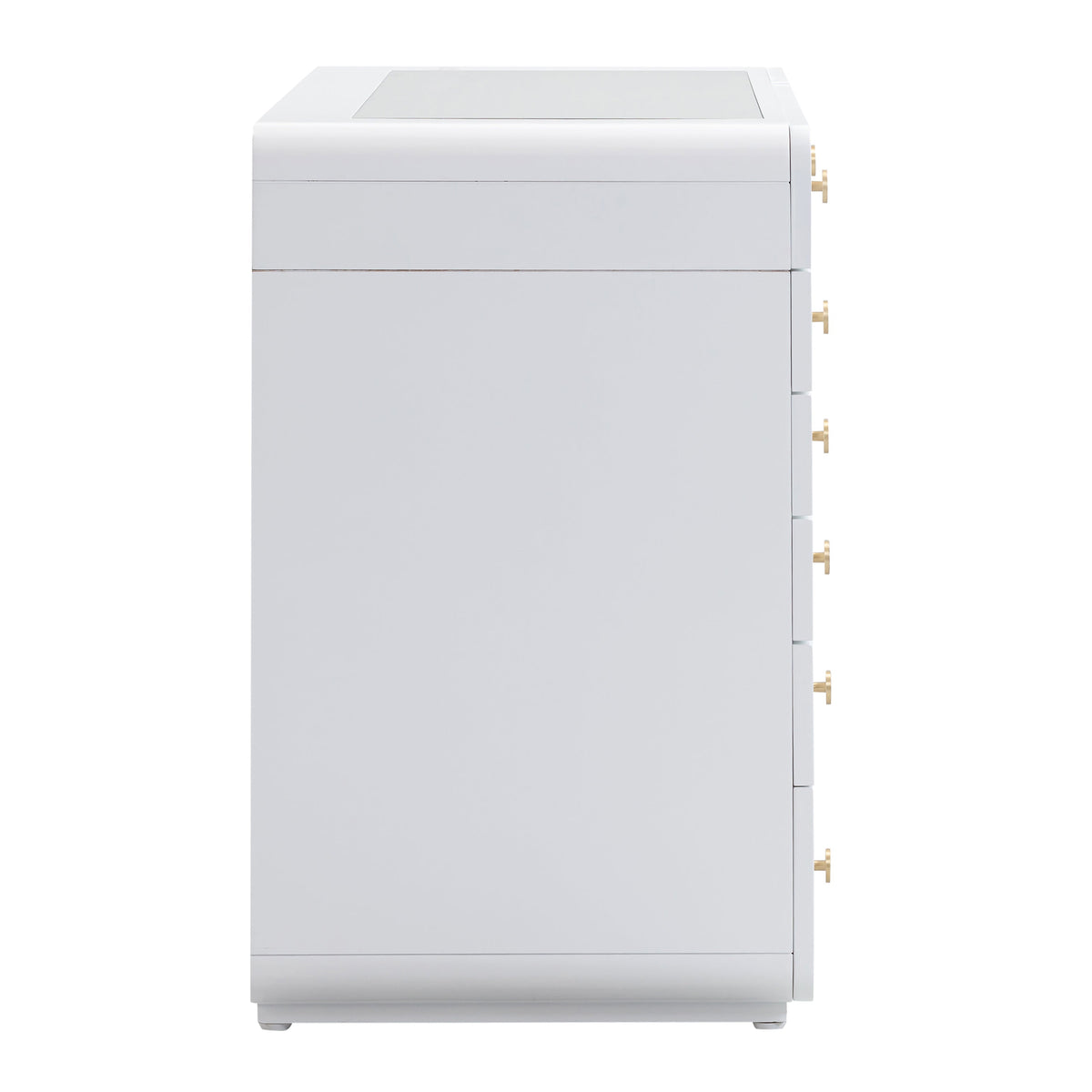 TOV Furniture Hollywood 56in White Desk with LED Panel Vanity Mirror