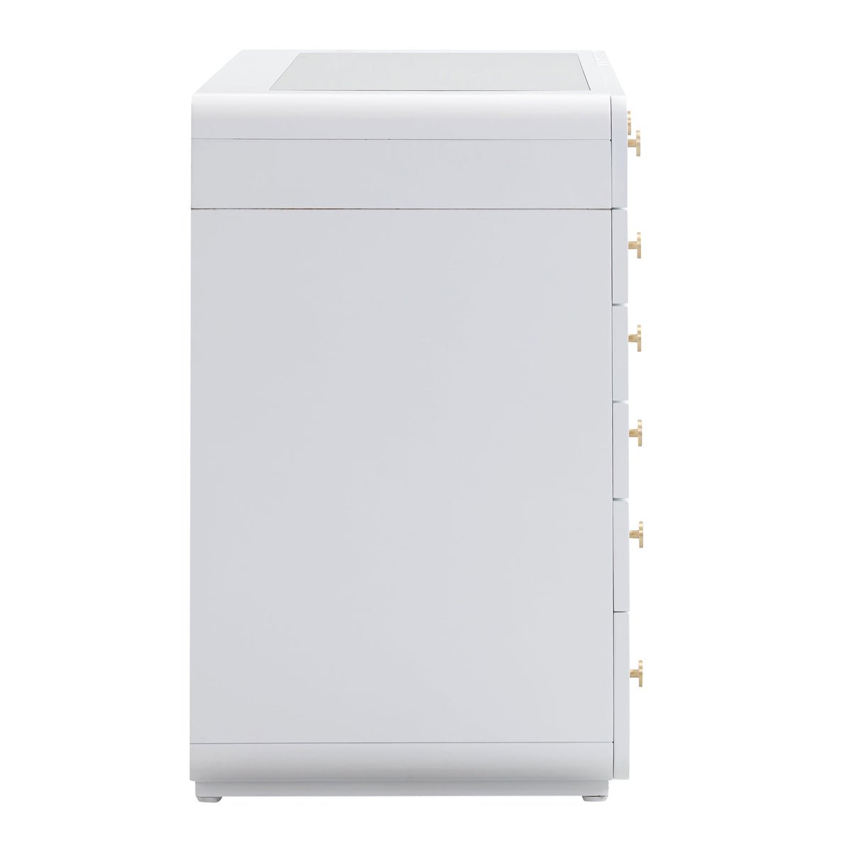 TOV Furniture Hollywood 56in White Desk with LED Panel Vanity Mirror