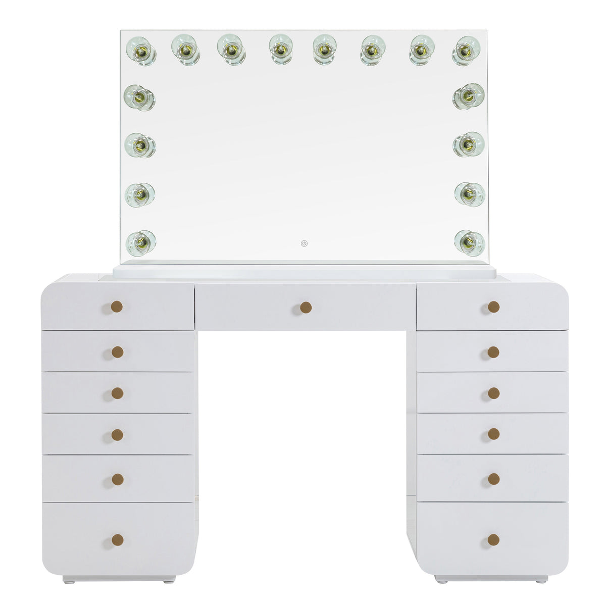 TOV Furniture Hollywood 56in White Desk with Vanity Mirror