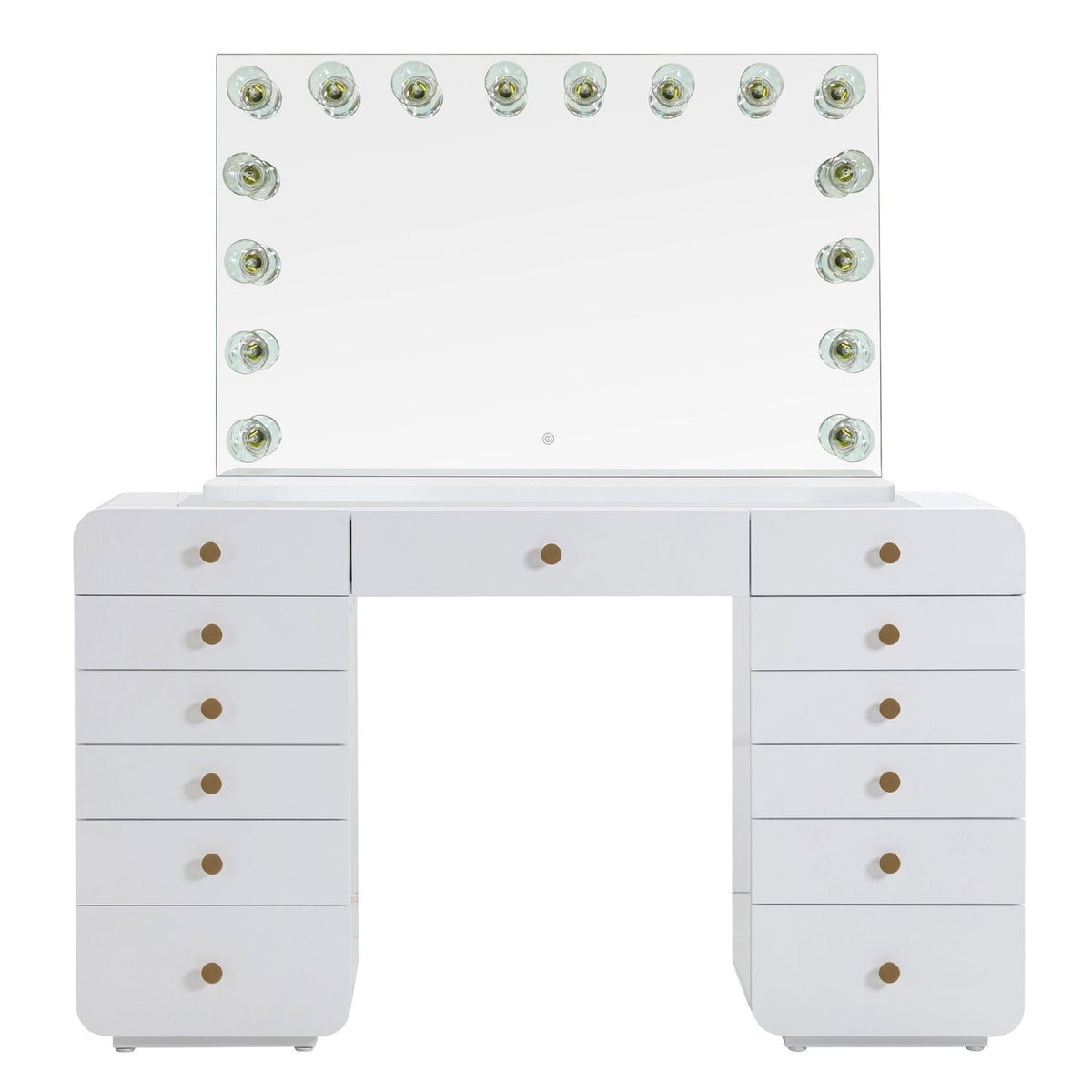 TOV Furniture Hollywood 56in White Desk with Vanity Mirror