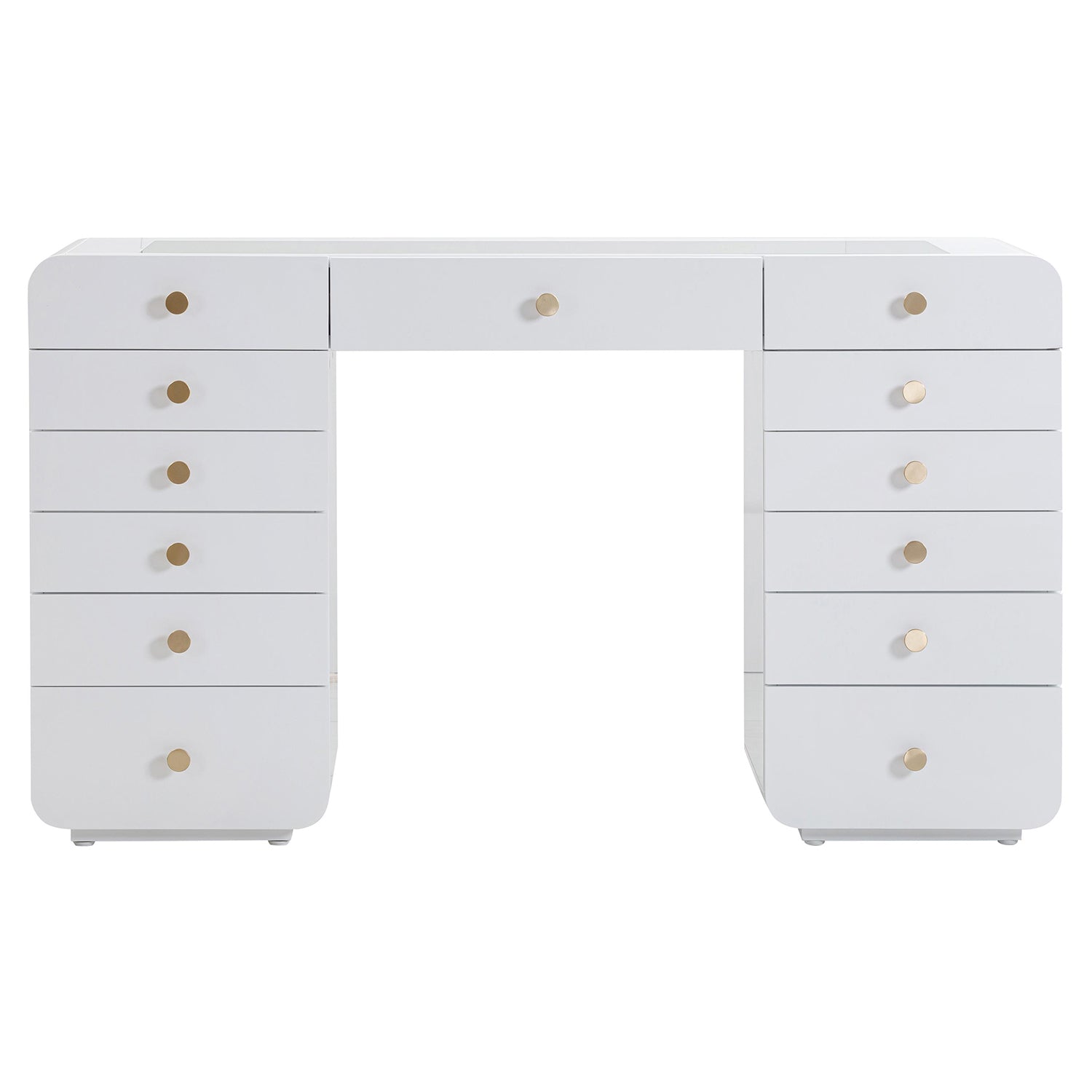 TOV Furniture Hollywood White Vanity Desk with Mirror