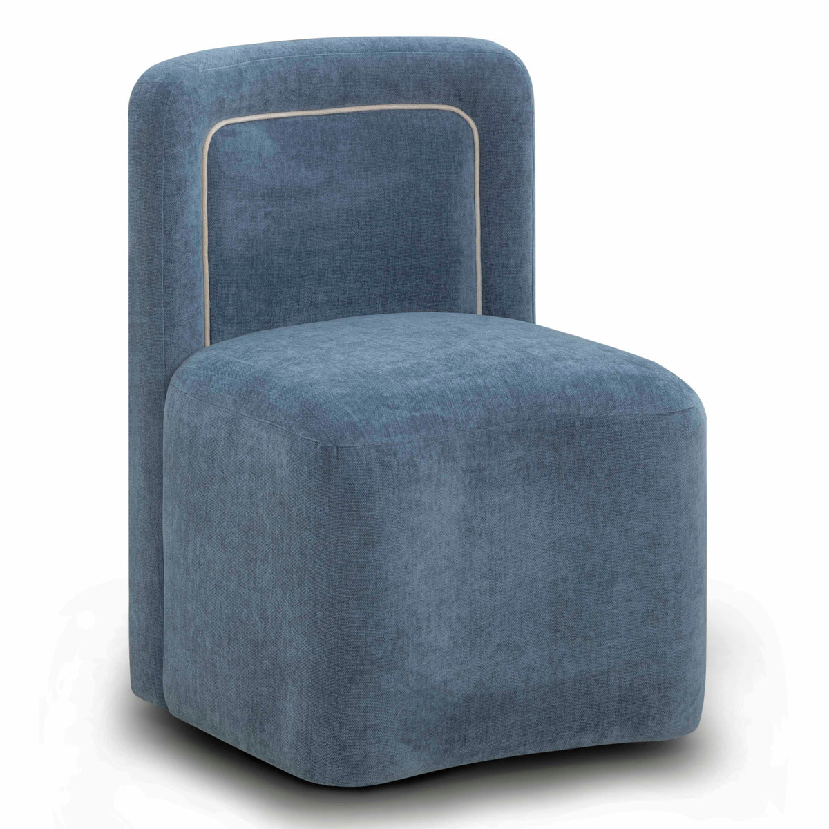 TOV Furniture Dolce Blue Performance Velvet Rolling Desk Chair in blue performance velvet, primary product view
