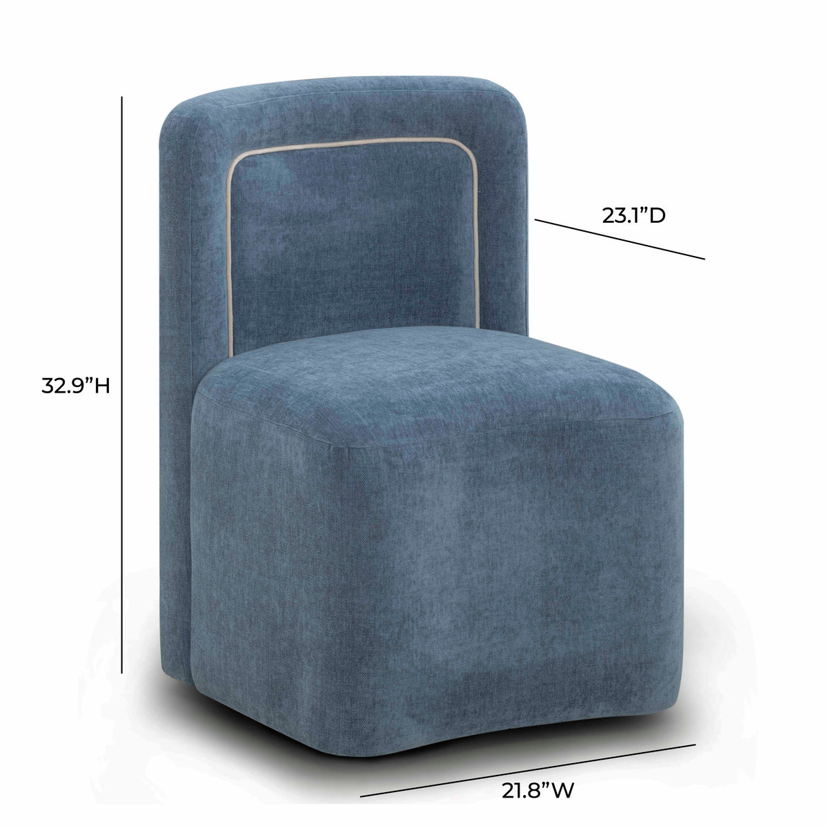 TOV Furniture Dolce Blue Performance Velvet Rolling Desk Chair