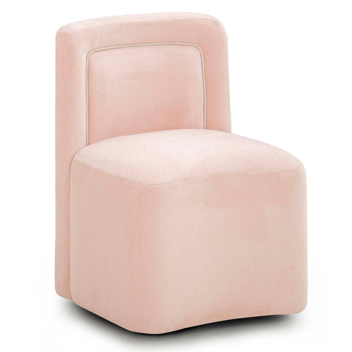 TOV Furniture Dolce Pink Performance Velvet Rolling Desk Chair in pink performance velvet, primary product view