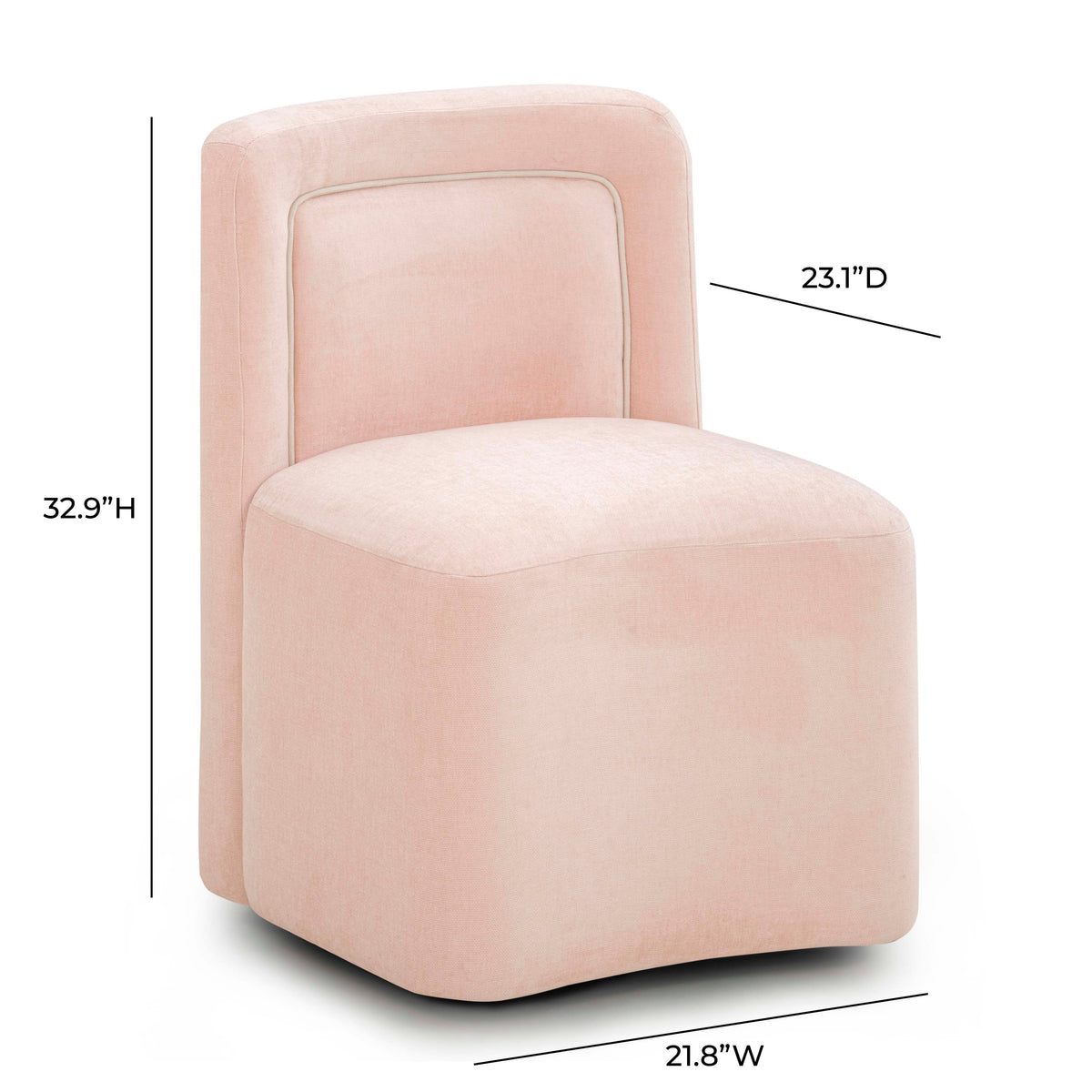 TOV Furniture Dolce Pink Performance Velvet Rolling Desk Chair