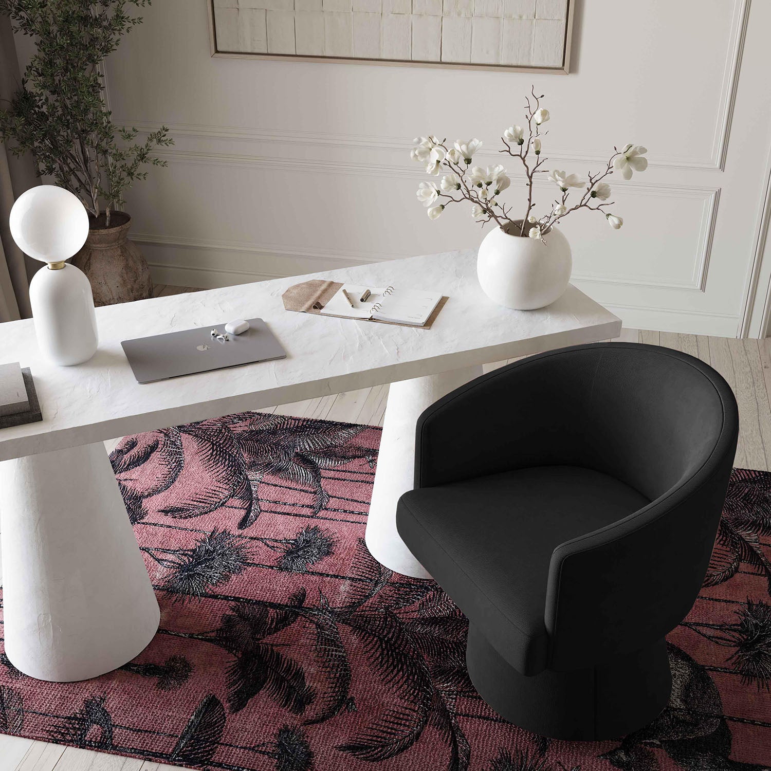 TOV Furniture Kristen Upcycled Chenille Rolling Desk Chair