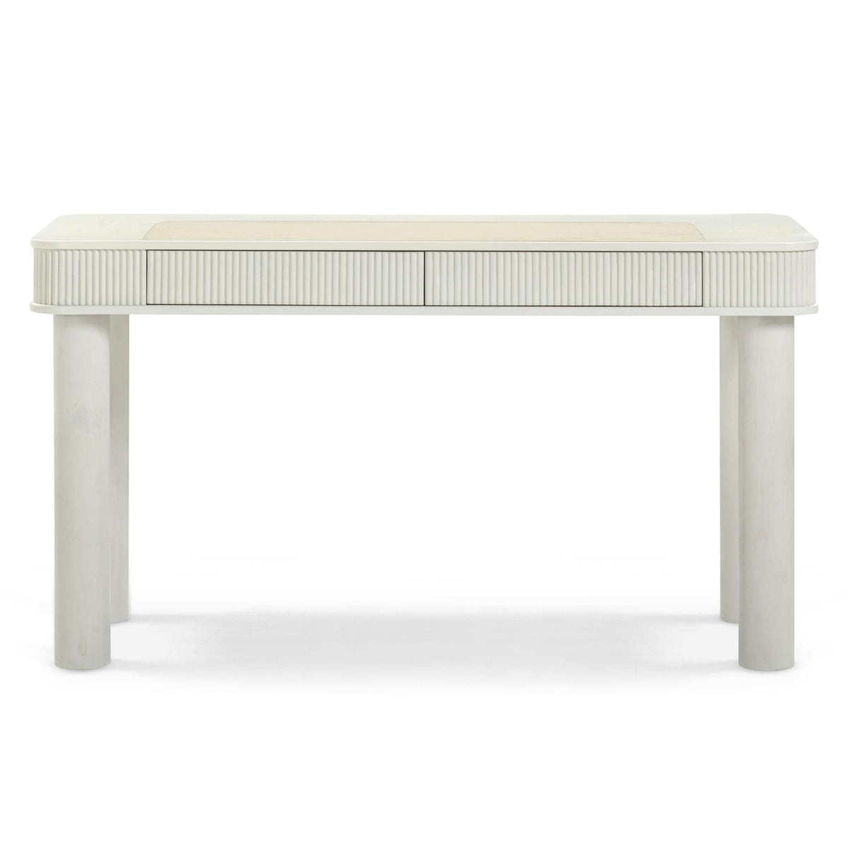 TOV Furniture Sarah 55" Cream 2-Drawer Executive Work Desk in cream rubberwood, primary product view