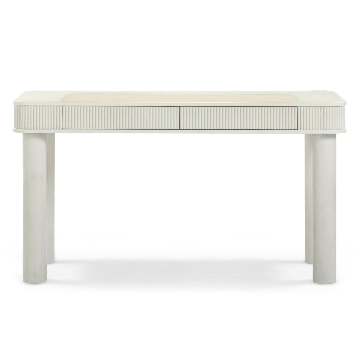 TOV Furniture Sarah 55" Cream 2-Drawer Executive Work Desk in cream rubberwood, primary product view