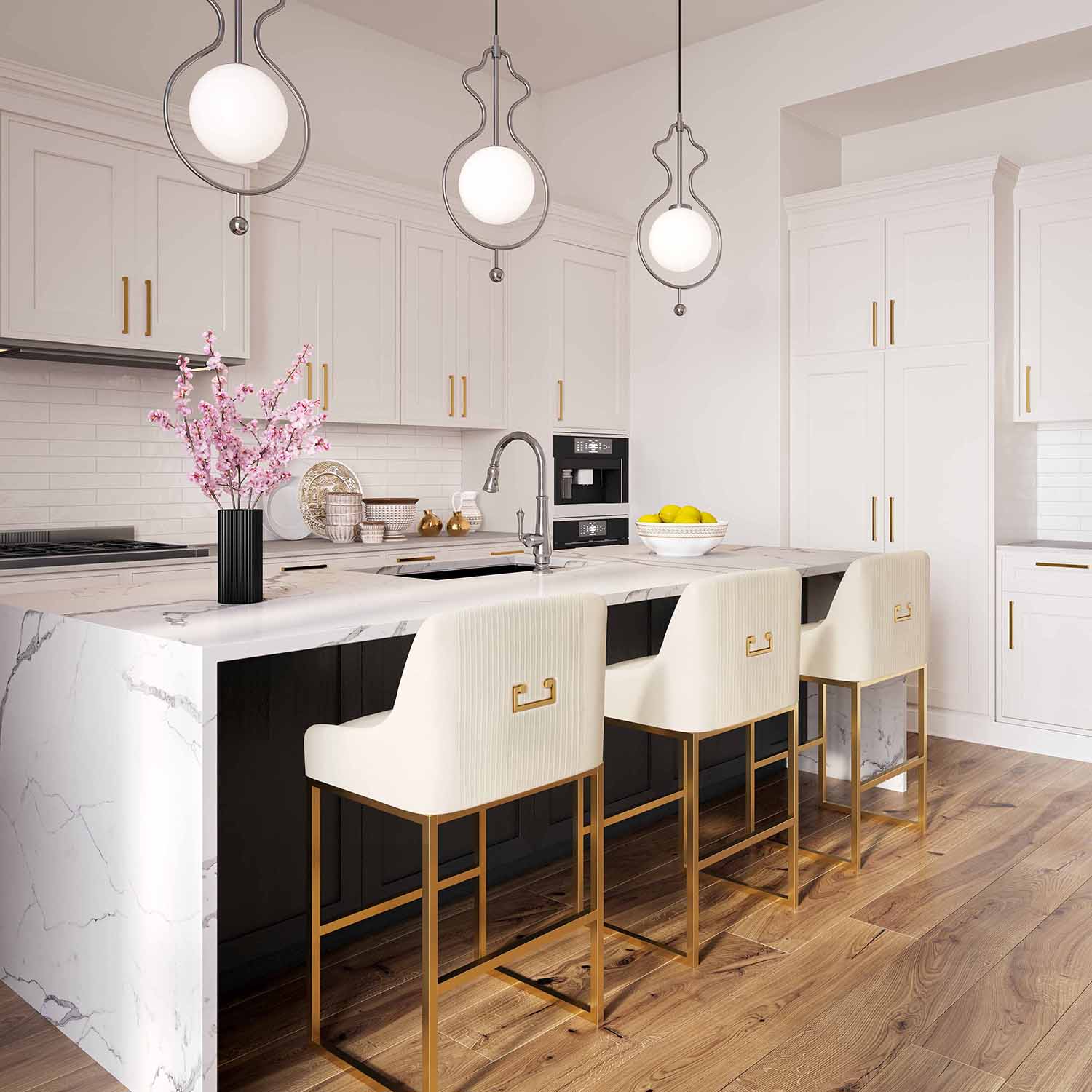 TOV Furniture Lisa Pleated Velvet Counter Stool