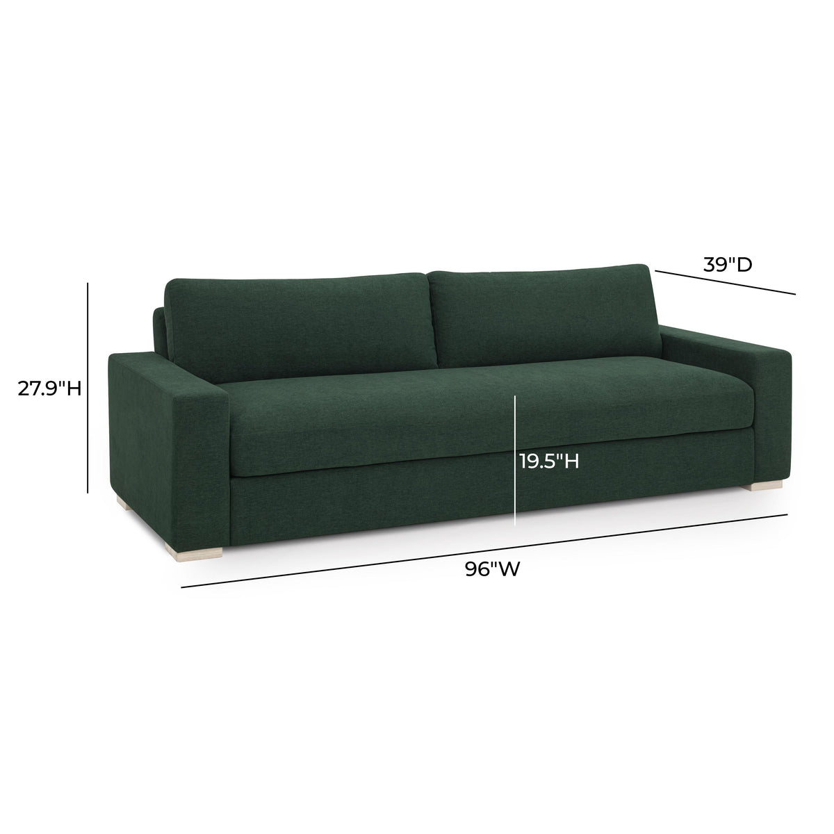 TOV Furniture Beckham Green Performance Chenille 96in Sofa