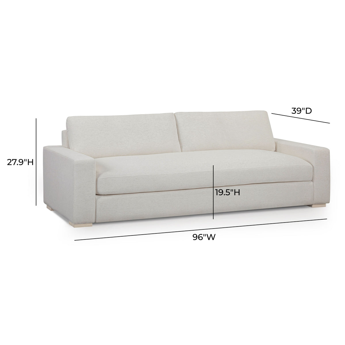 TOV Furniture Beckham Cream Upcycled Performance Chenille 96in Sofa