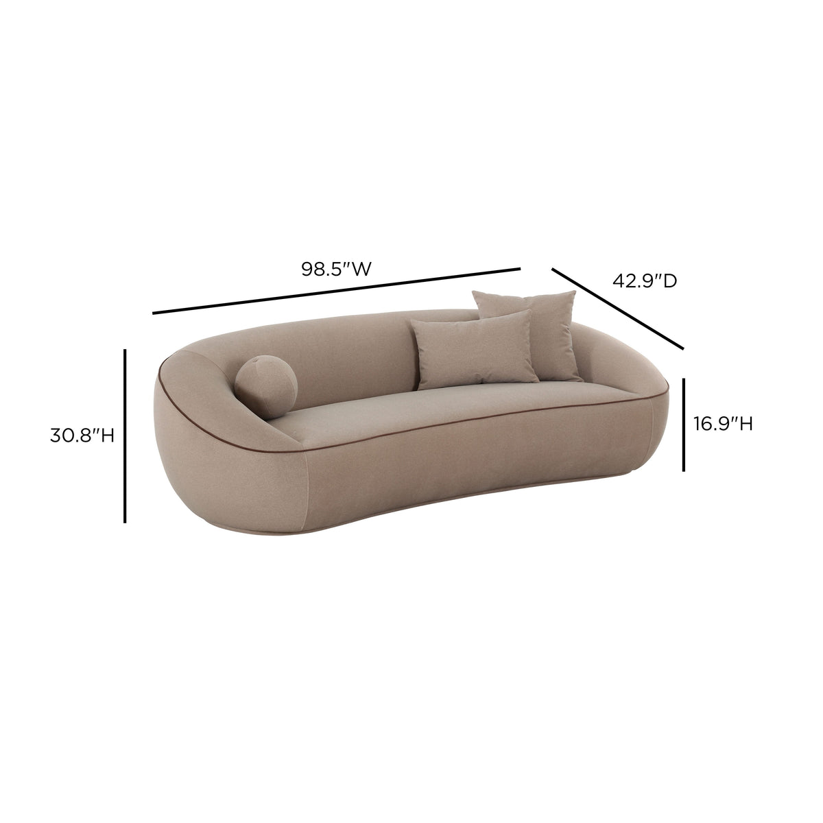 TOV Furniture Jenny Taupe Performance Faux Mohair Sofa