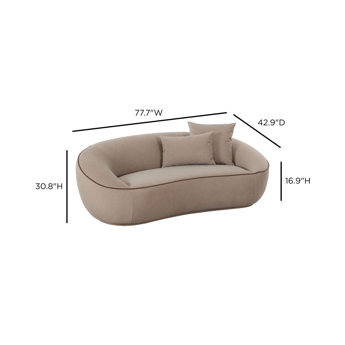 TOV Furniture Jenny Taupe Performance Faux Mohair Loveseat