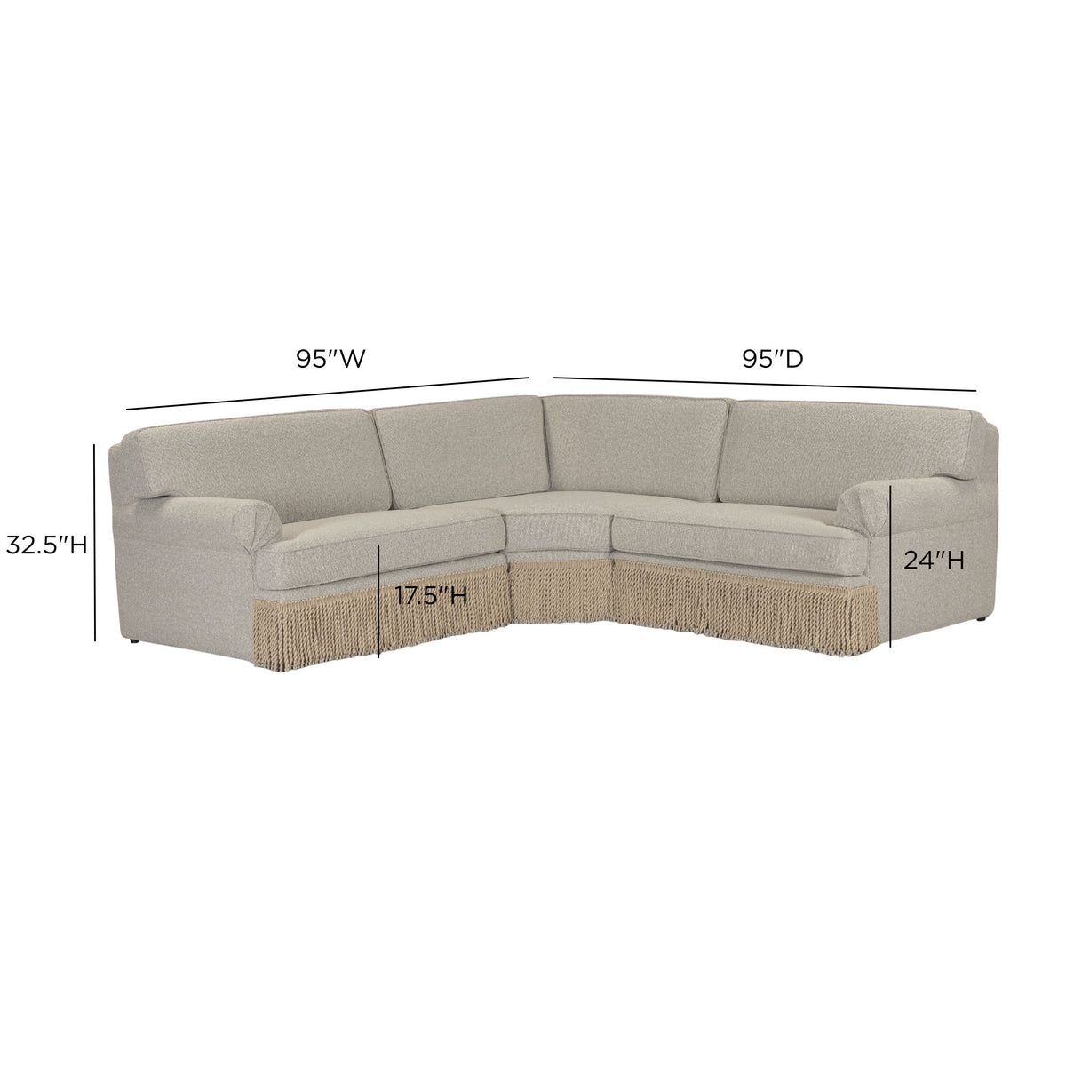 TOV Furniture Yvette Warm Grey Performance Boucle 3-Piece L-Sectional Sofa