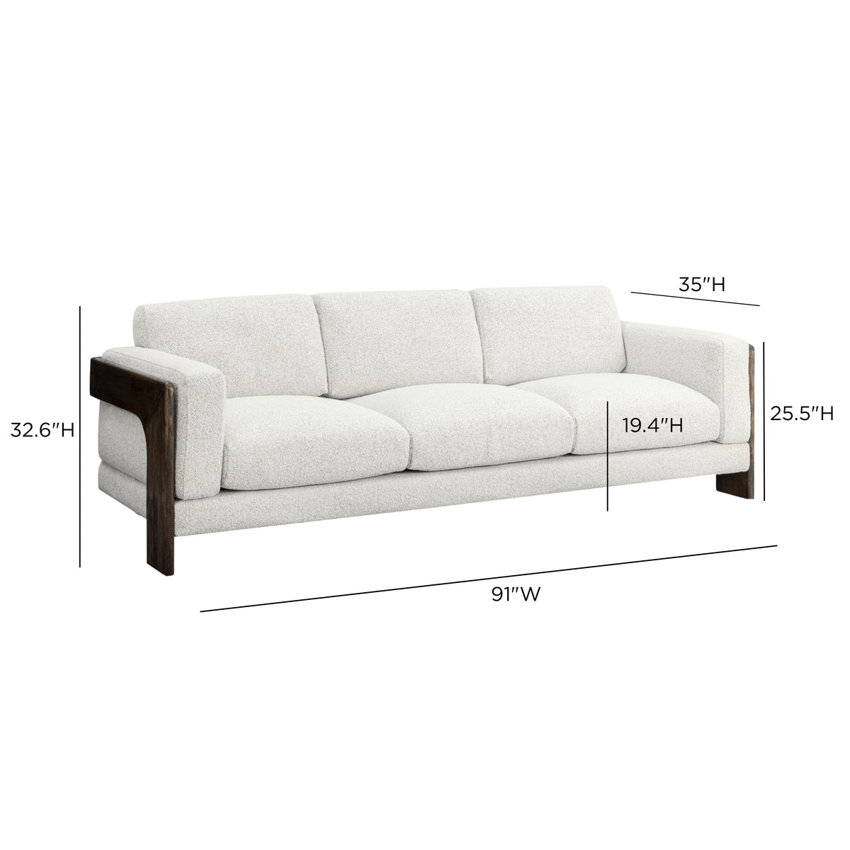 TOV Furniture Elyn Cream 91in Sofa
