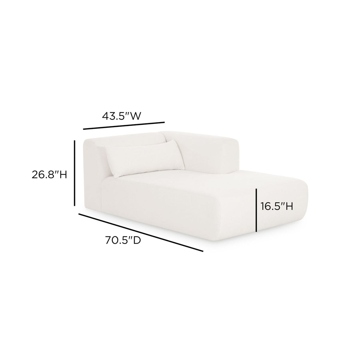 TOV Furniture Tarra Cream Performance Chenille Modular Chaise