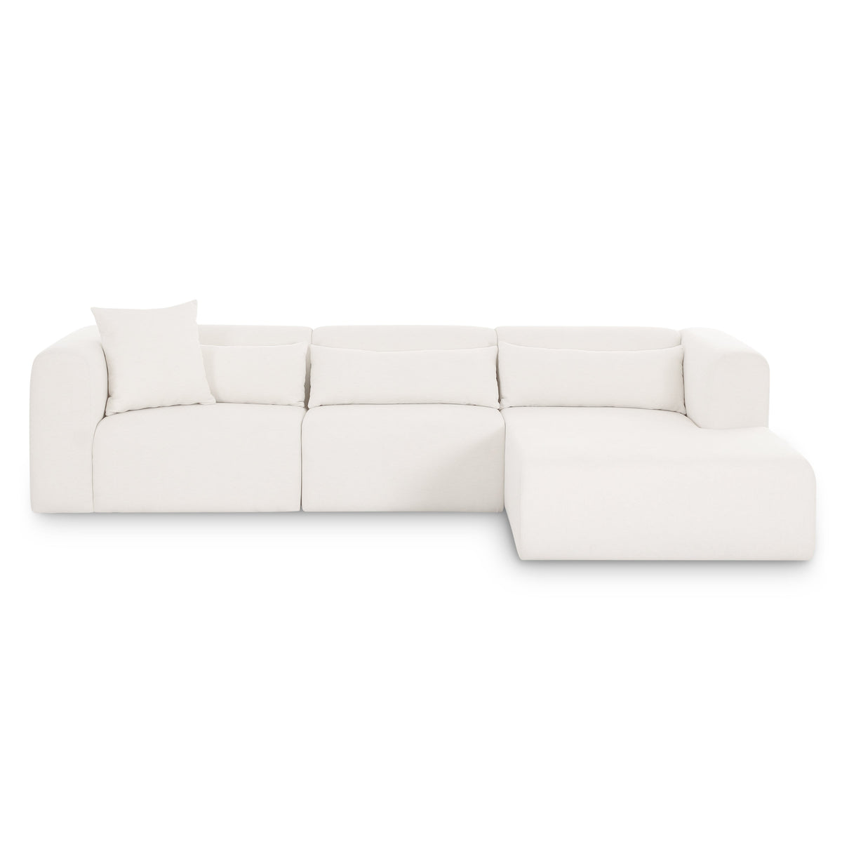 TOV Furniture Tarra 3-Piece Cream Performance Chenille Modular Sectional in cream chenille, primary product view