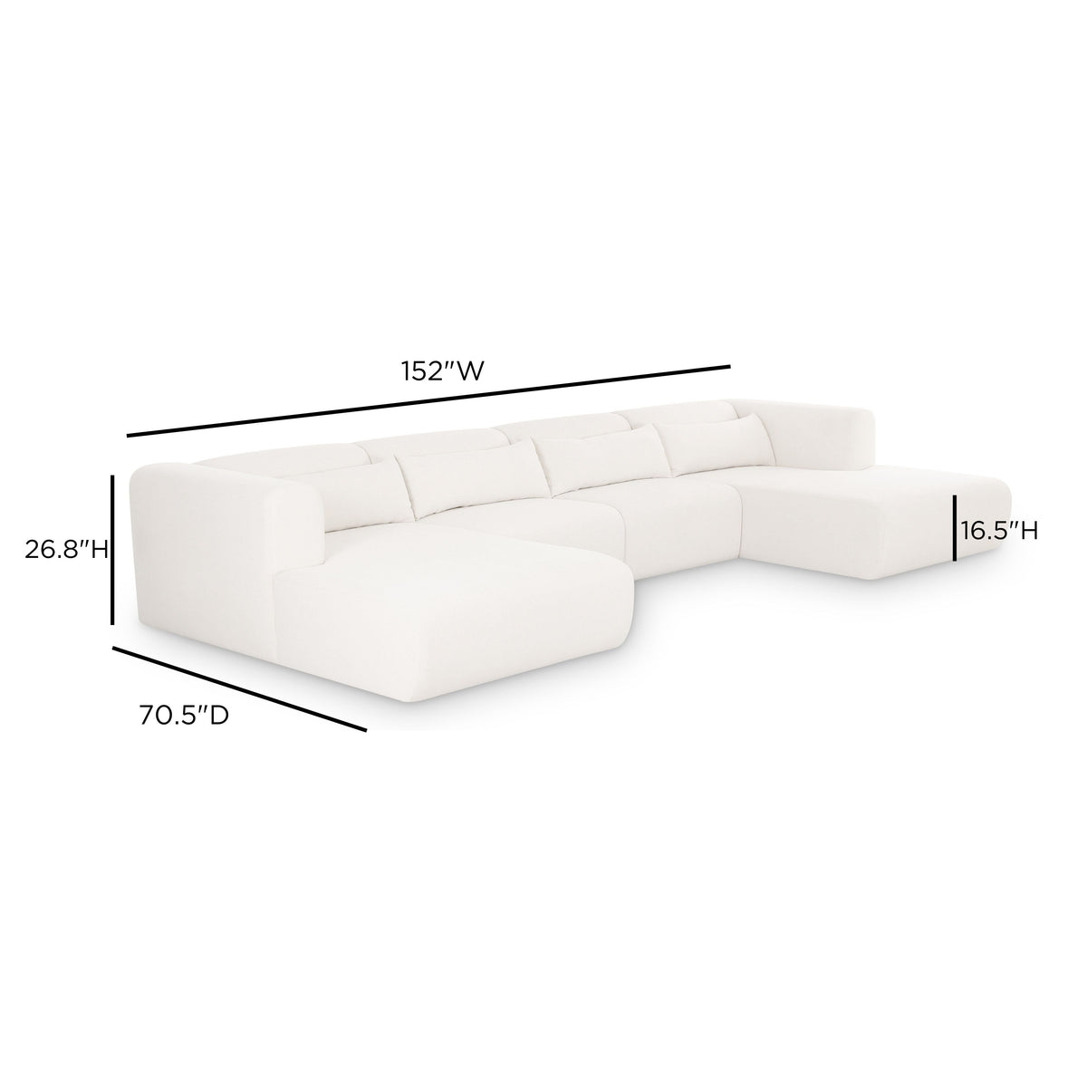 TOV Furniture Tarra Cream Performance Chenille 4-Piece Modular U-Sectional Sofa