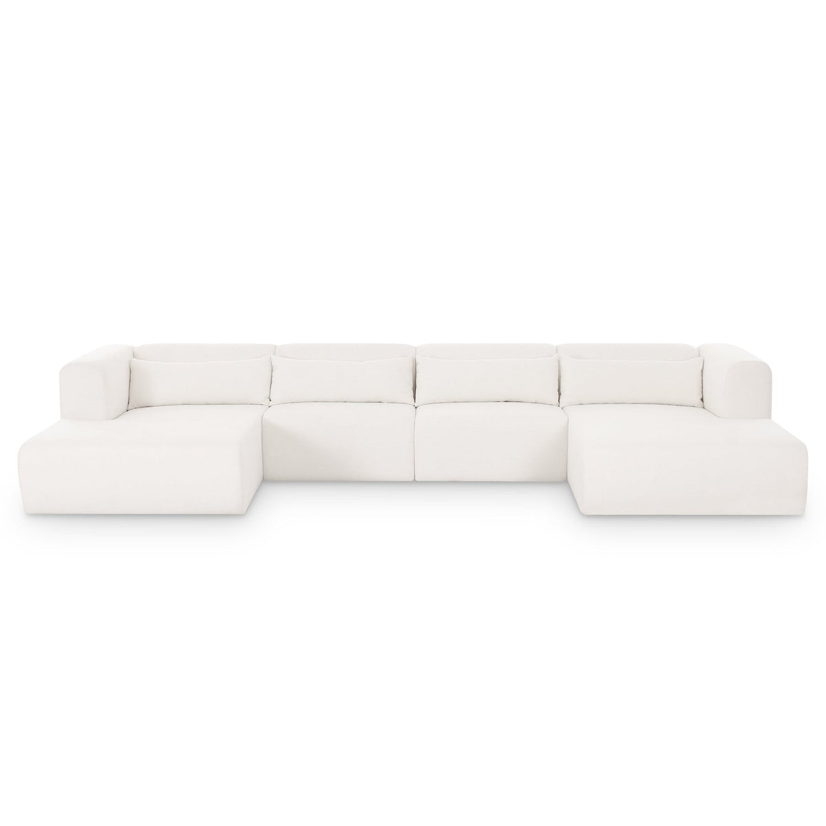 TOV Furniture Tarra 4-Piece Cream Performance Chenille Modular U-Sectional in cream, primary product view