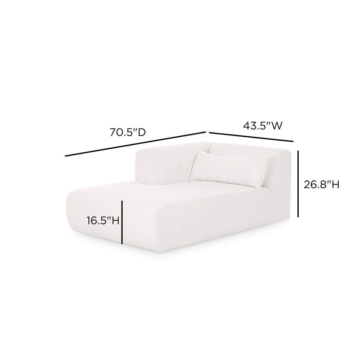 TOV Furniture Tarra Cream Performance Chenille Modular Chaise