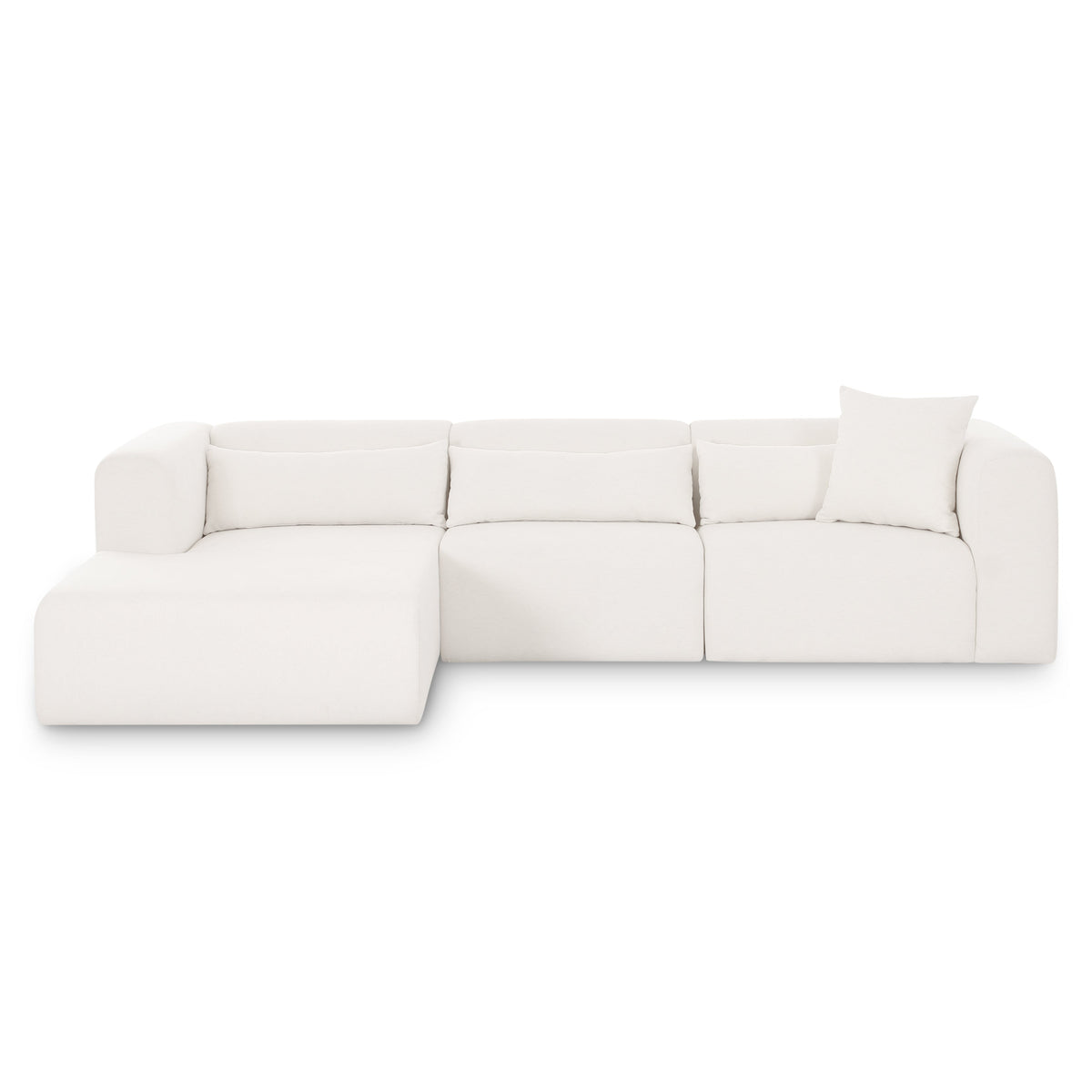 TOV Furniture Tarra 3-Piece Cream Performance Chenille Modular Sectional in cream chenille, primary product view