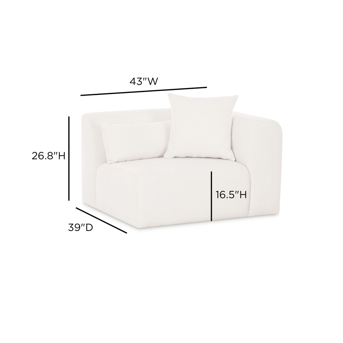 TOV Furniture Tarra Cream Performance Chenille Modular Corner Chair
