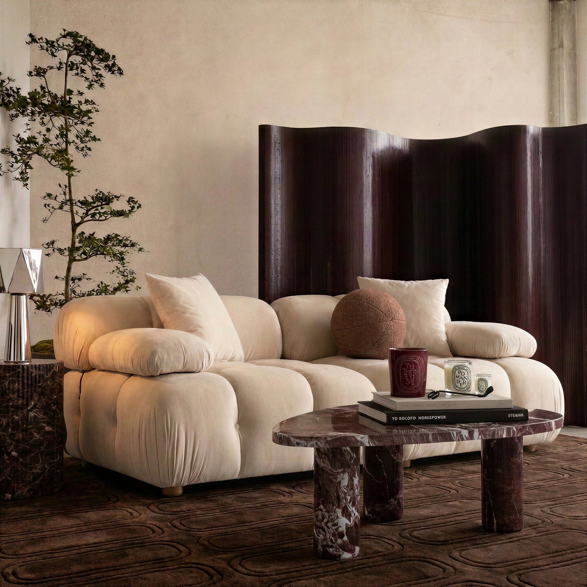 TOV Furniture Calliope Off White 79in Modular Loveseat