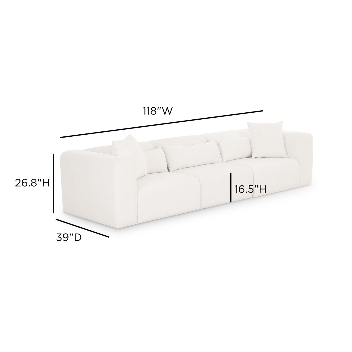 TOV Furniture Tarra Cream Performance Chenille Modular Sofa
