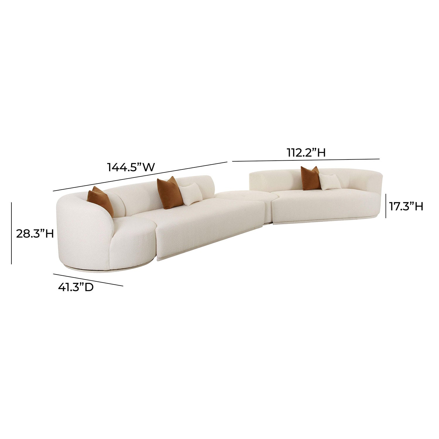 TOV Furniture Fickle 4 Piece Modular RAF Sectional Sofa