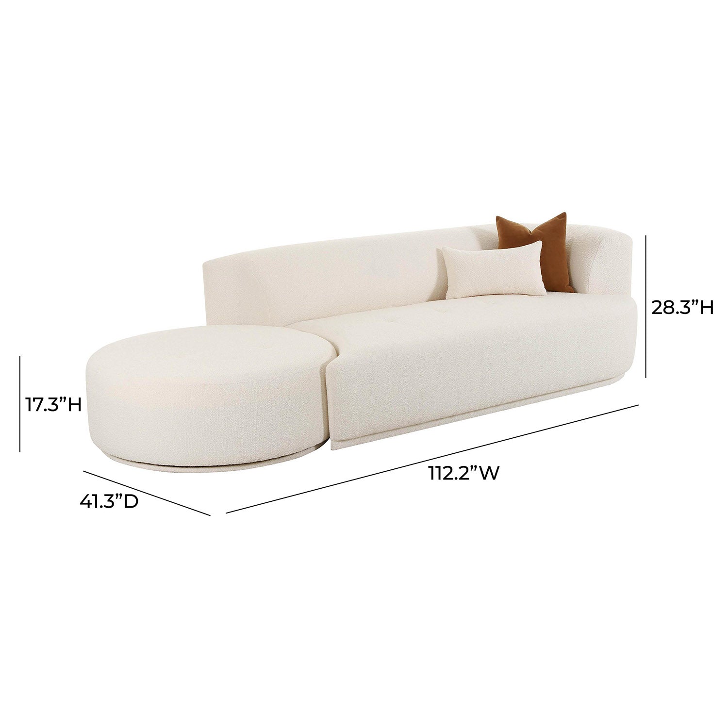TOV Furniture Fickle 2 Piece Chaise Modular RAF Sofa
