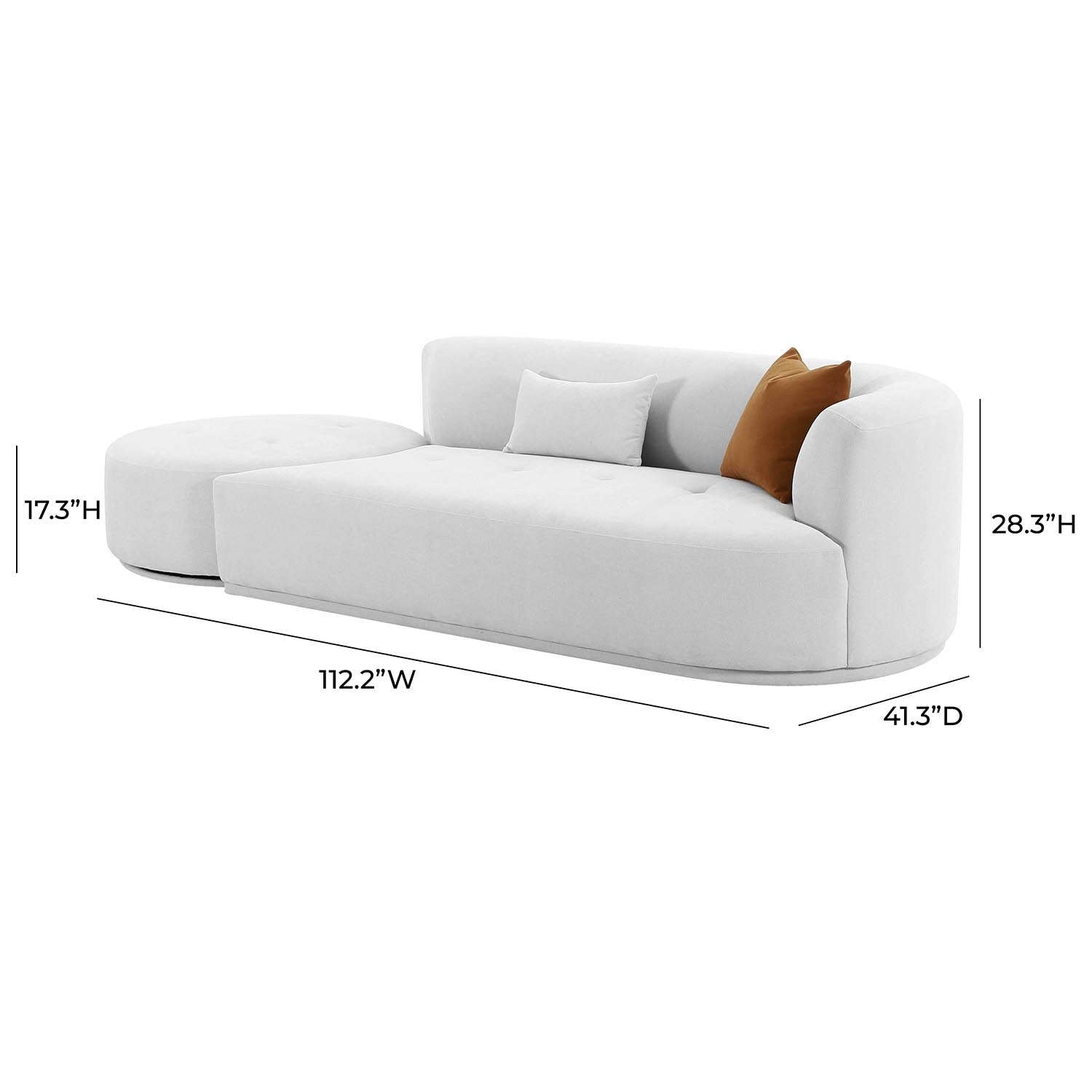 TOV Furniture Fickle 2 Piece Chaise Modular RAF Sofa