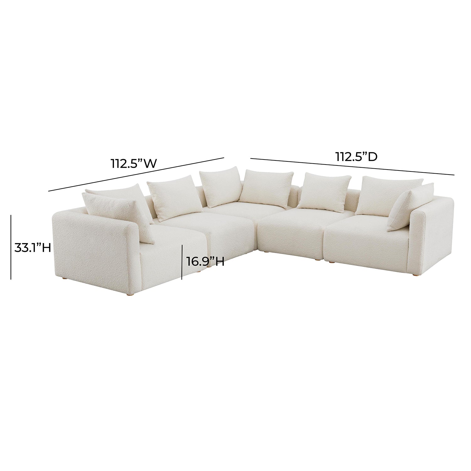 TOV Furniture Hangover Boucle 5 Piece Modular L Sectional
