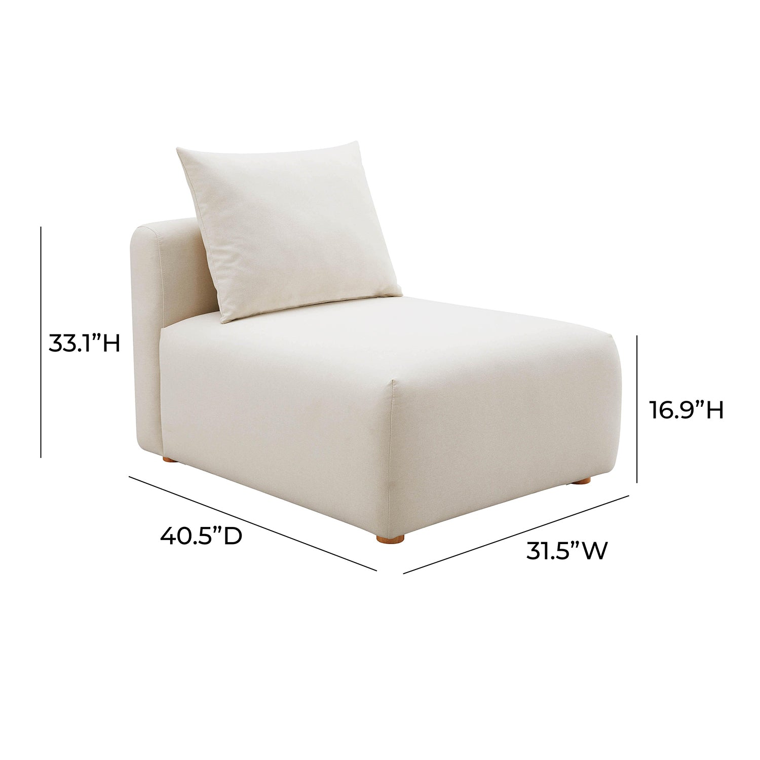 TOV Furniture Hangover Linen Modular Armless Chair