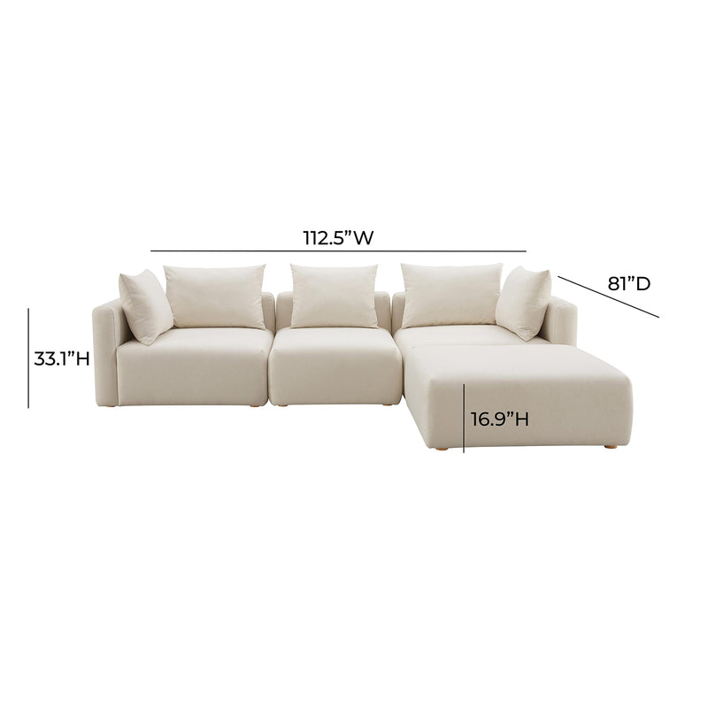 TOV Furniture Hangover Linen 4 Piece Modular Sectional