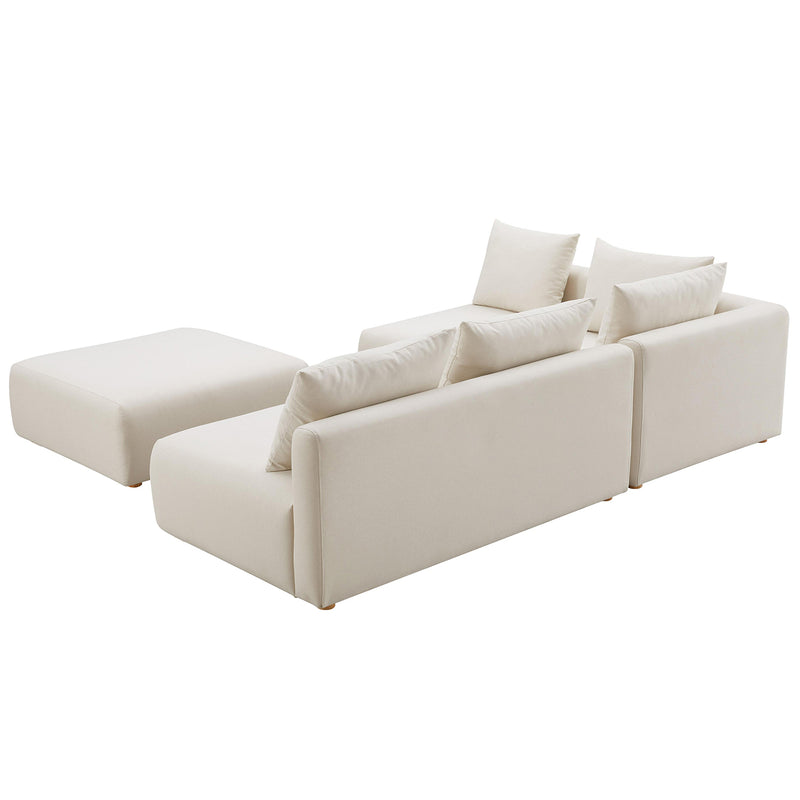 TOV Furniture Hangover Linen 4 Piece Modular Chaise Sectional