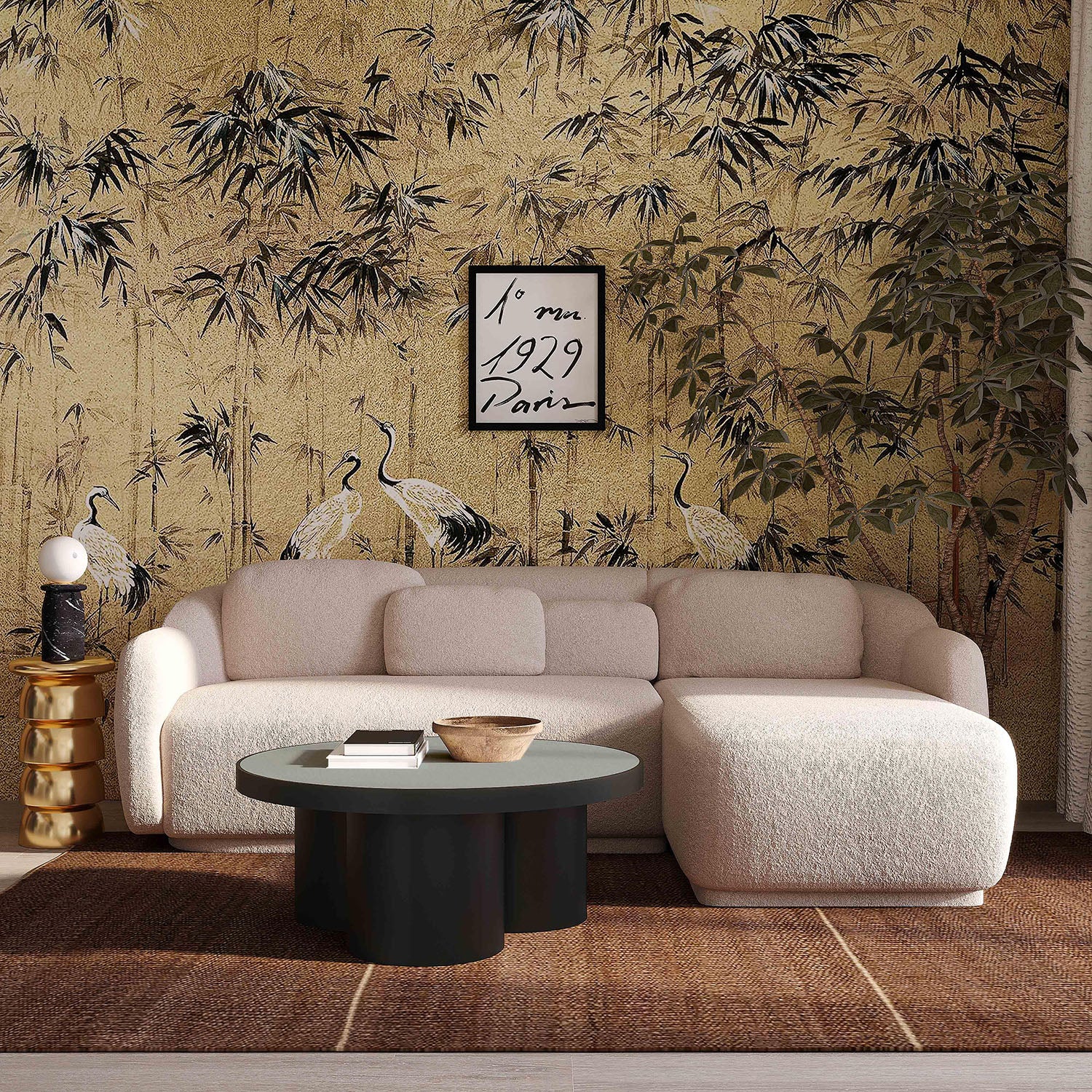 TOV Furniture Misty Cream Boucle RAF Sectional Sofa