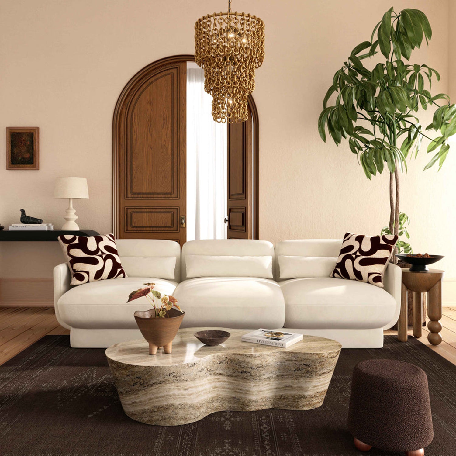 Azalea Velvet Sofa – reverse angle