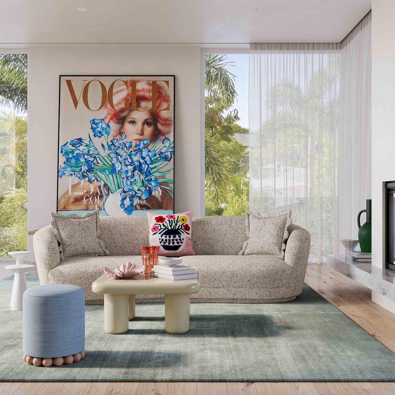 TOV Furniture Marion Two-Tone Textured Boucle Loveseat