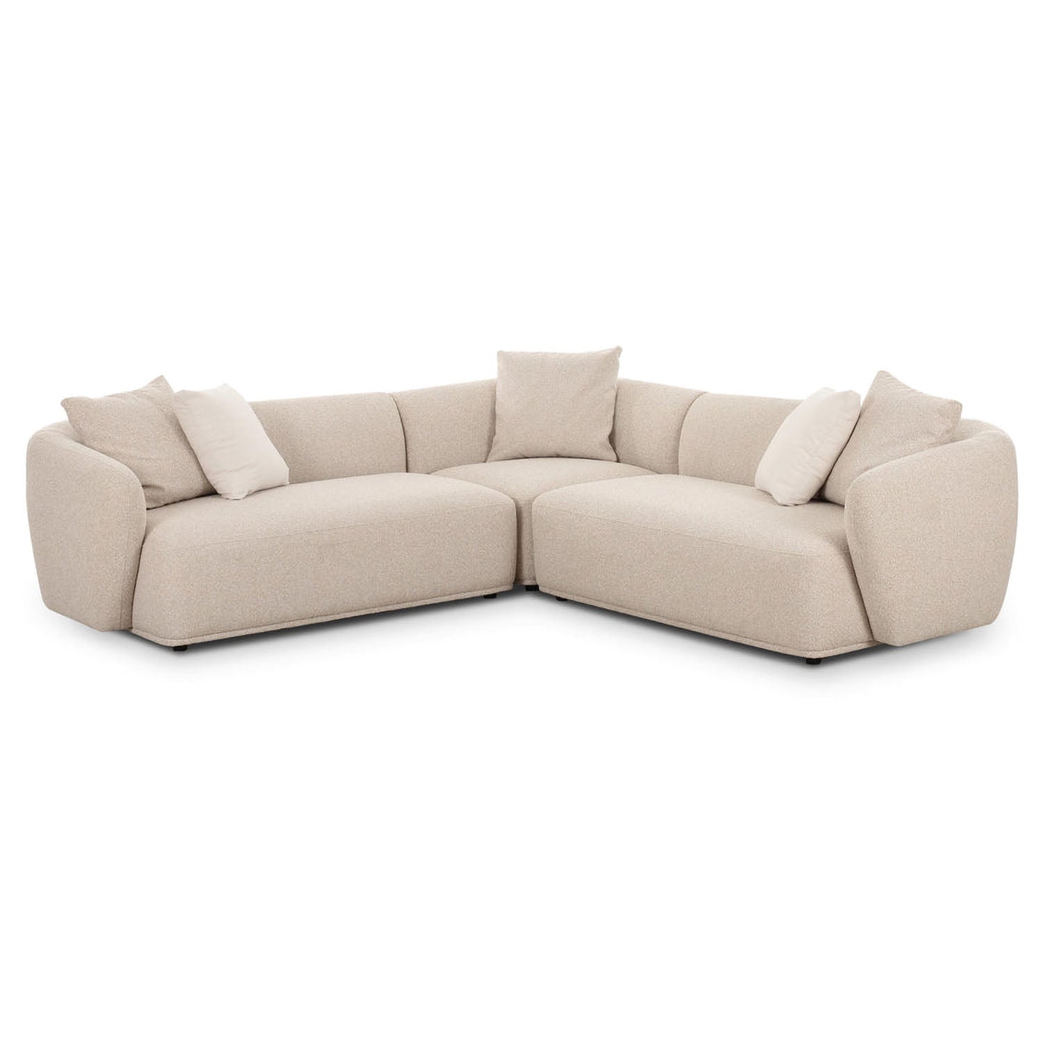 TOV Furniture Sylvie 3-Piece Cream Boucle L-Shaped Sectional Sofa