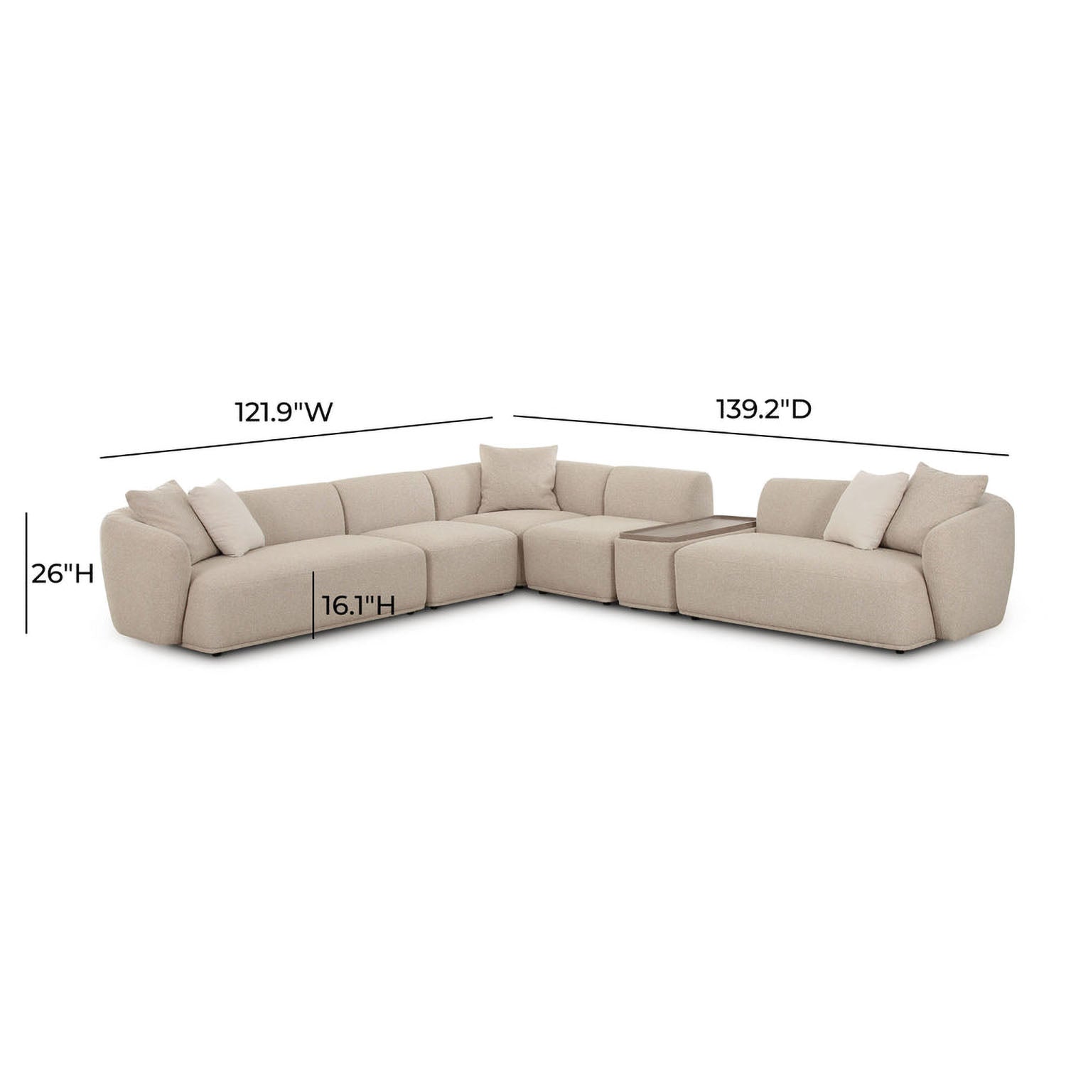 TOV Furniture Sylvie 6-Piece Cream Boucle Large Sectional Sofa
