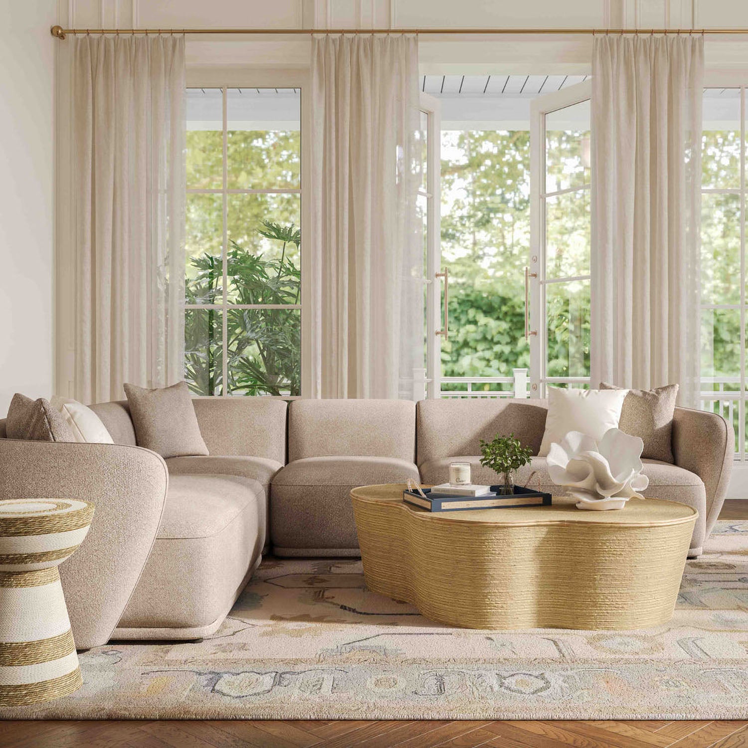 TOV Furniture Sylvie 4-Piece Cream Boucle Sectional Sofa