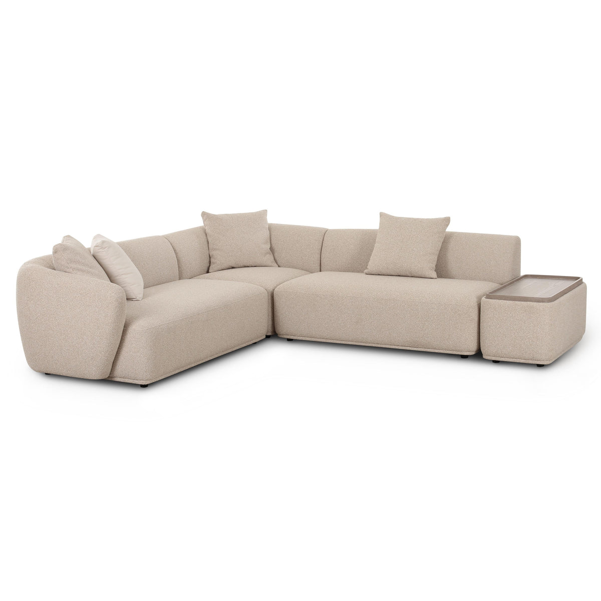 TOV Furniture Sylvie 4-Piece Cream Performance Boucle Chaise Sectional in cream boucle