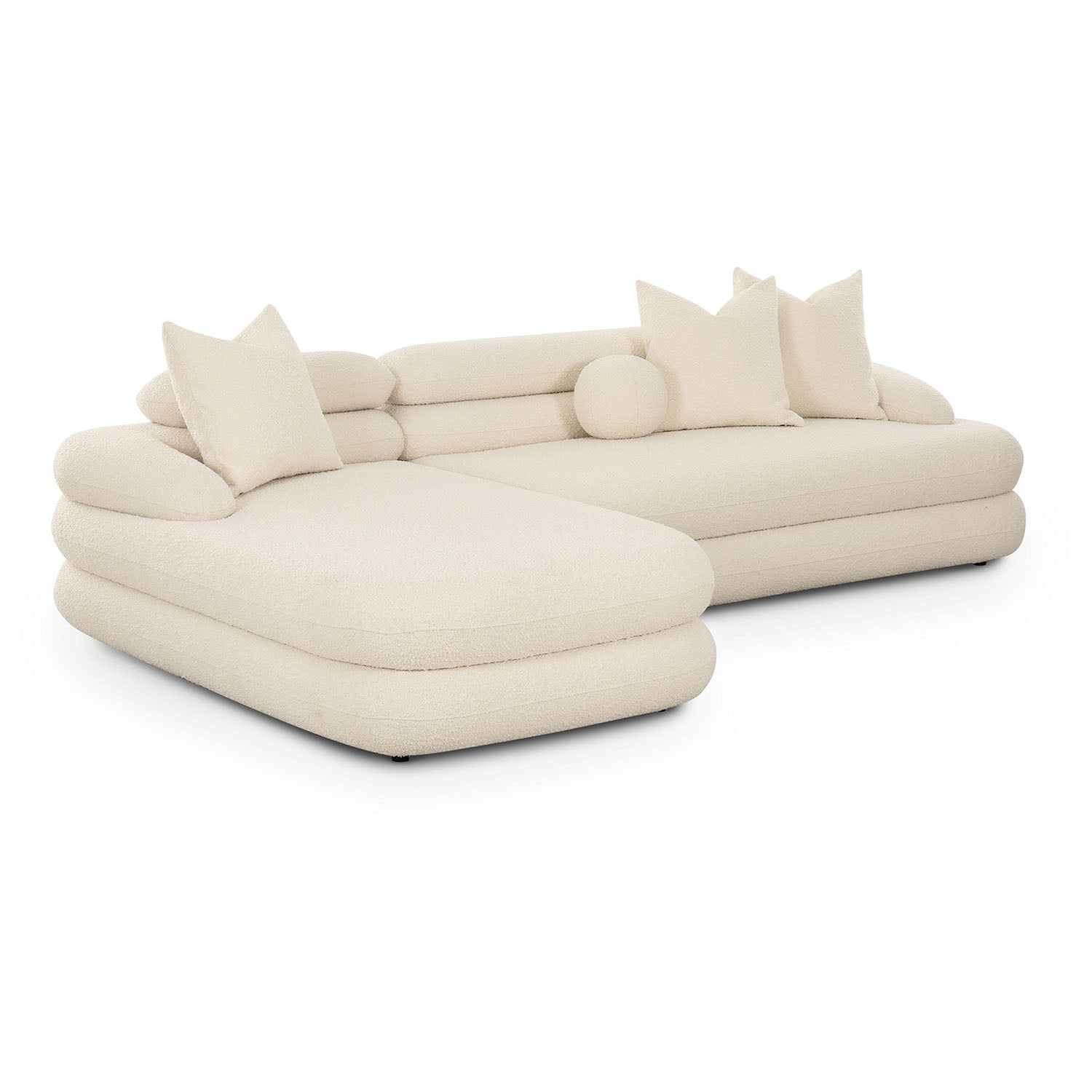 TOV Furniture Lulu Cream Boucle Modular Chaise Sectional Sofa