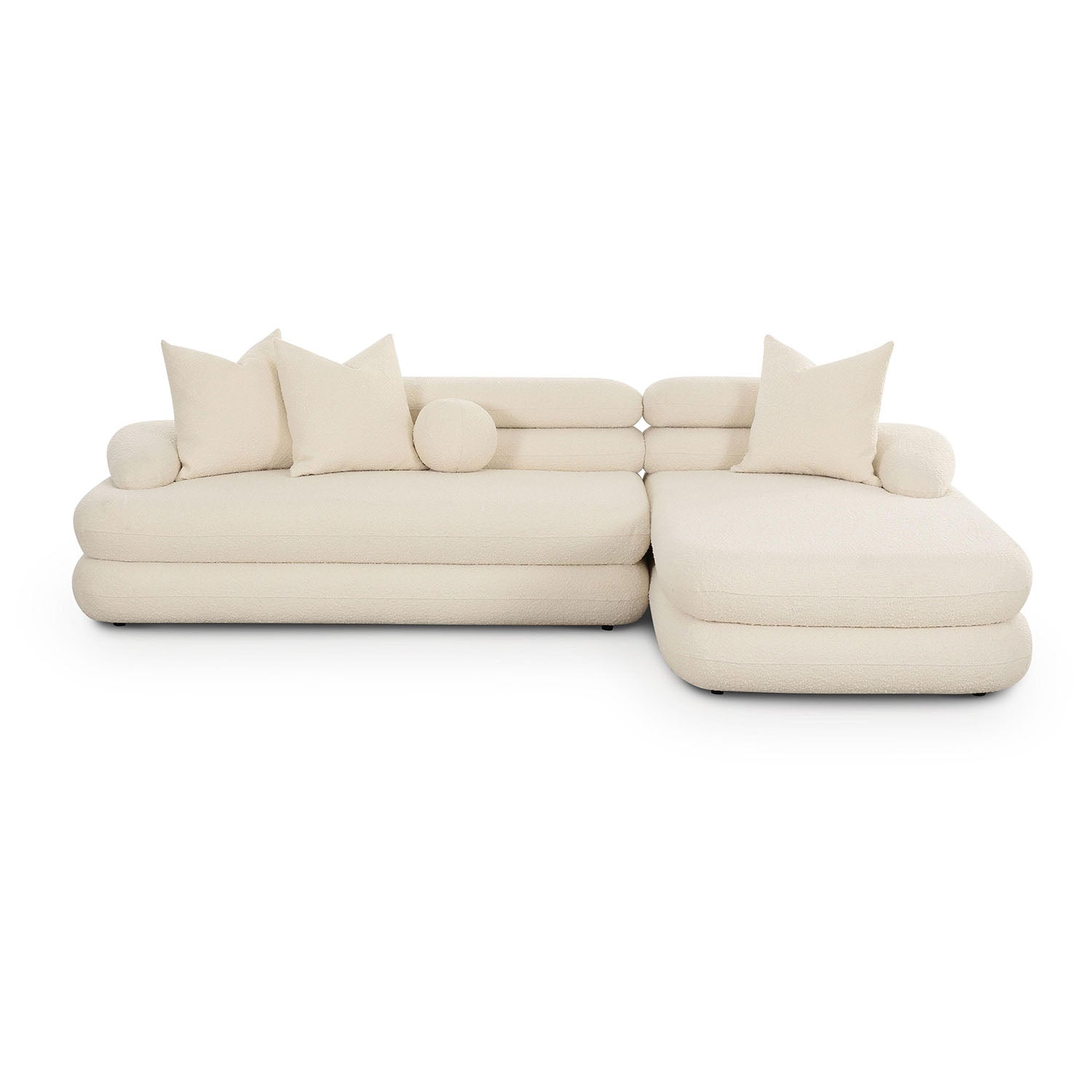 TOV Furniture Lulu Cream Boucle Modular Chaise Sectional Sofa